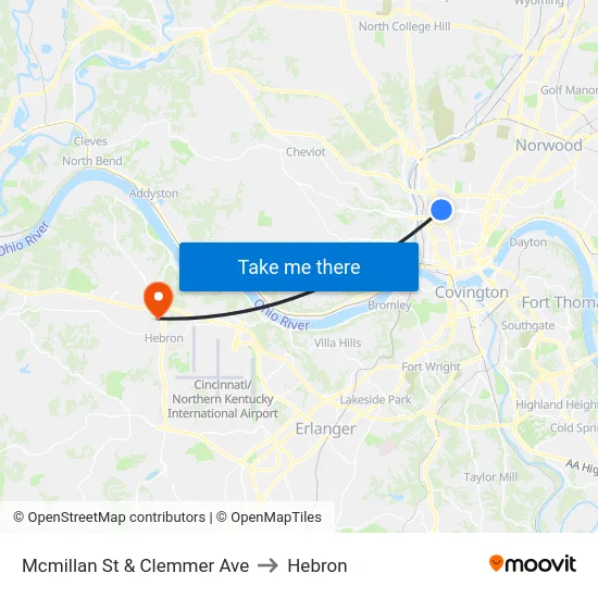 Mcmillan St & Clemmer Ave to Hebron map