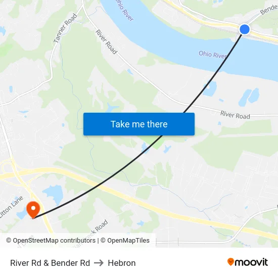 River Rd & Bender Rd to Hebron map