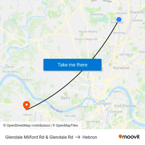 Glendale Milford Rd & Glendale Rd to Hebron map