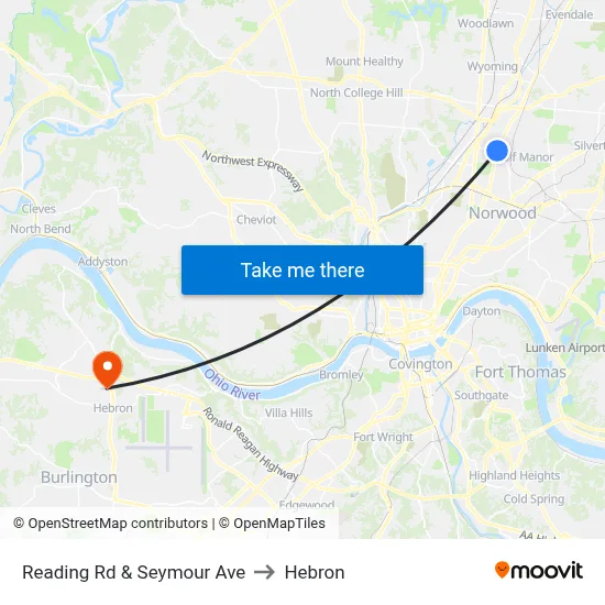 Reading Rd & Seymour Ave to Hebron map