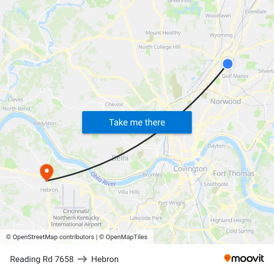Reading Rd 7658 to Hebron map