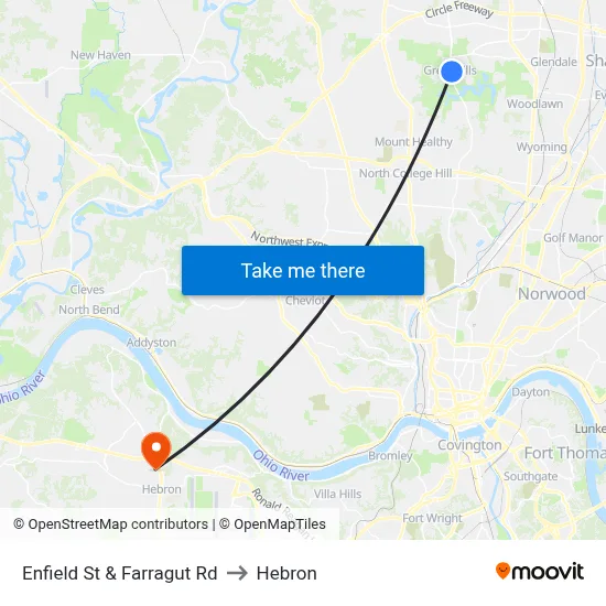 Enfield St & Farragut Rd to Hebron map