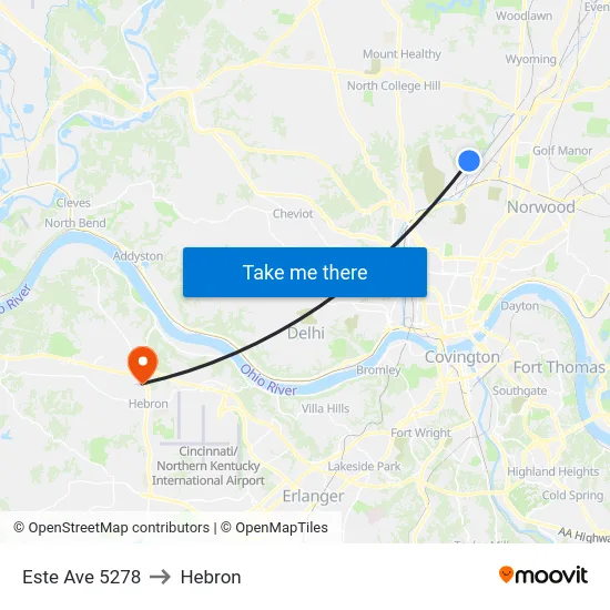 Este Ave 5278 to Hebron map