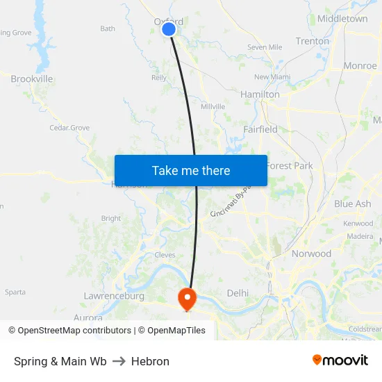 Spring & Main Wb to Hebron map