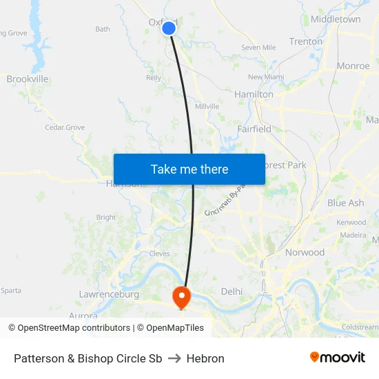 Patterson & Bishop Circle Sb to Hebron map