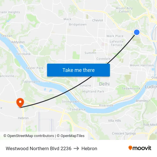 Westwood Northern Blvd 2236 to Hebron map