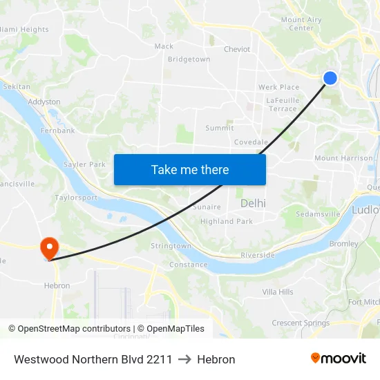 Westwood Northern Blvd 2211 to Hebron map