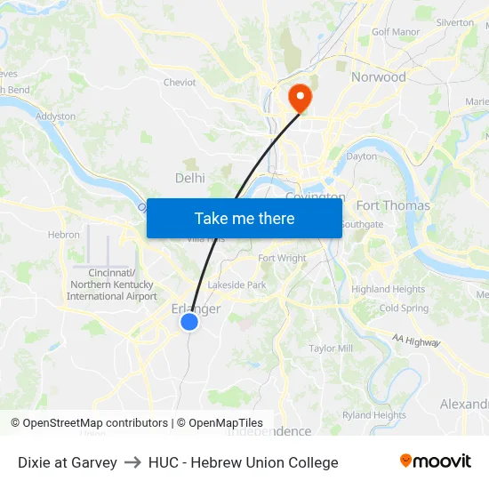 Dixie at Garvey to HUC - Hebrew Union College map