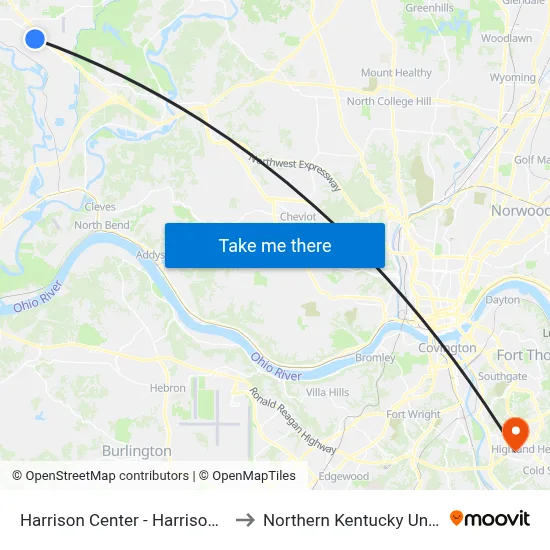 Harrison Center - Harrison & West to Northern Kentucky University map