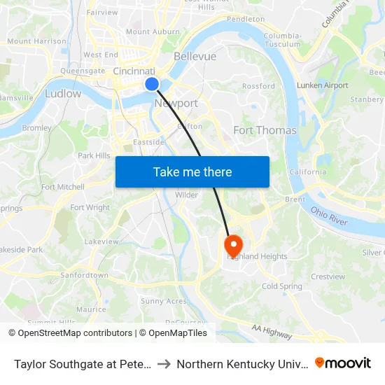 Taylor Southgate at Pete Rose to Northern Kentucky University map
