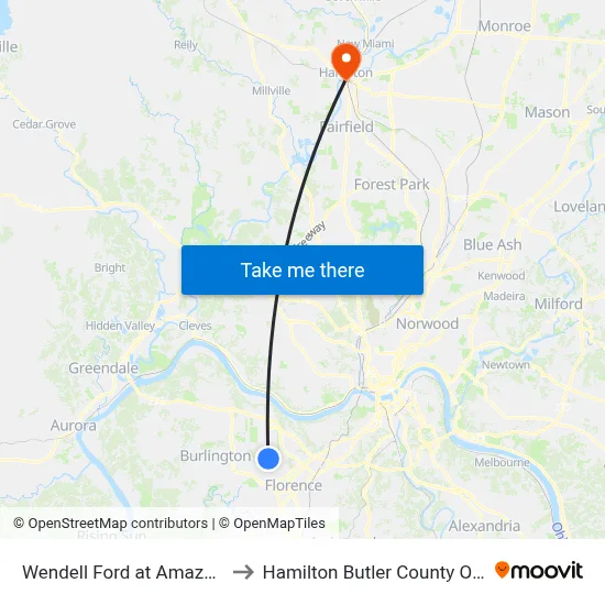 Wendell Ford at Amazon/Dhl to Hamilton Butler County OH USA map