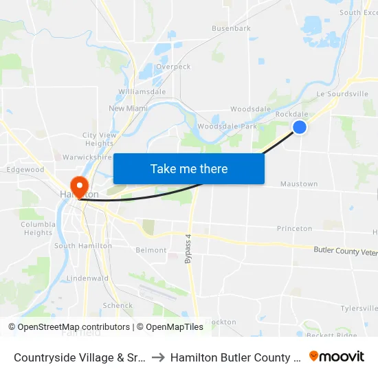 Countryside Village & Sr 747 Sb to Hamilton Butler County OH USA map