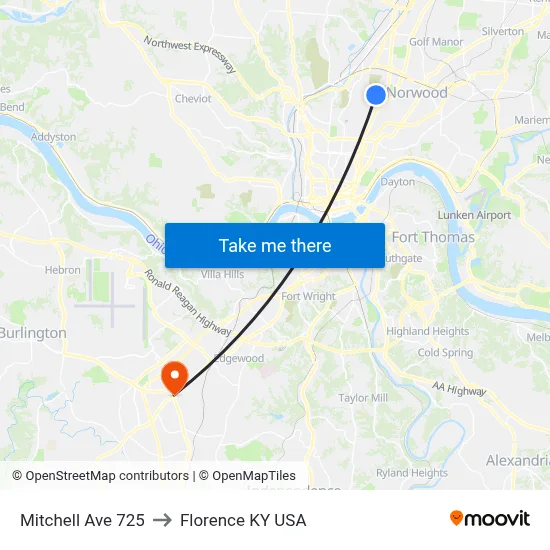 Mitchell Ave 725 to Florence KY USA map