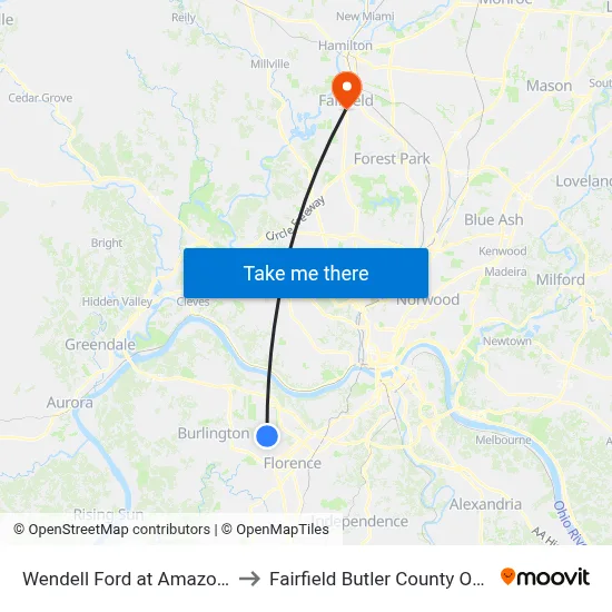 Wendell Ford at Amazon/Dhl to Fairfield Butler County OH USA map
