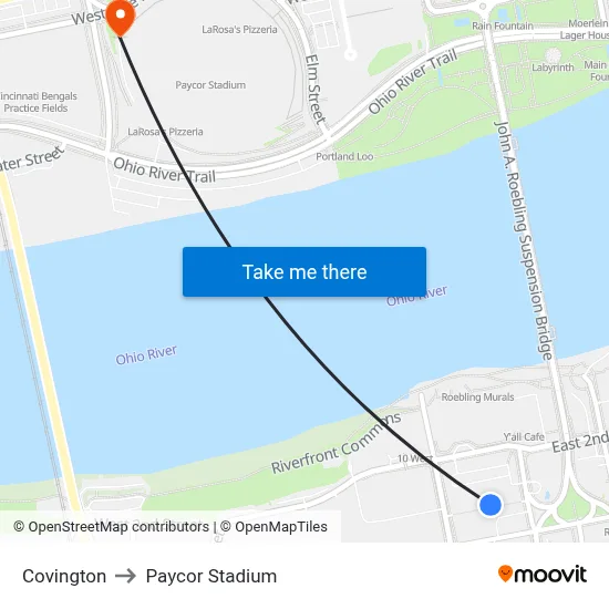 Covington to Paycor Stadium map