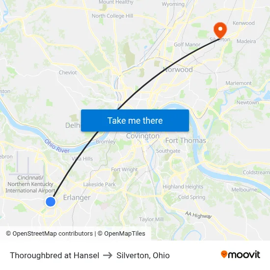 Thoroughbred at Hansel to Silverton, Ohio map