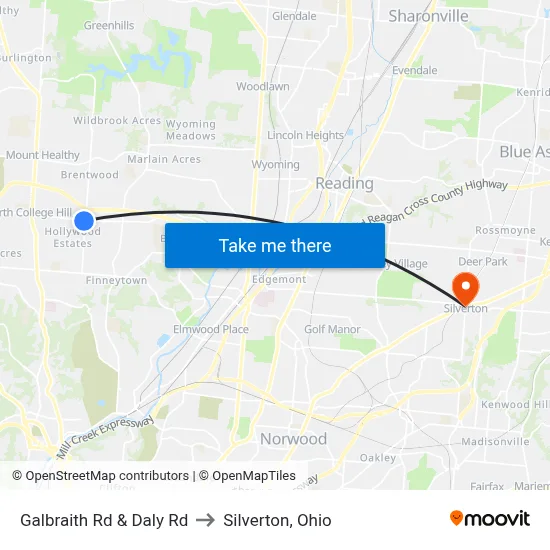 Galbraith Rd & Daly Rd to Silverton, Ohio map