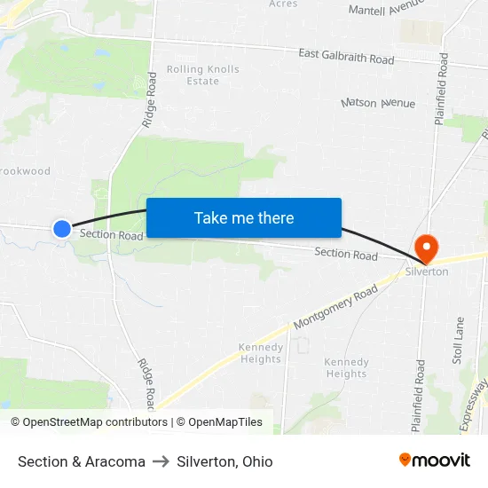 Section & Aracoma to Silverton, Ohio map