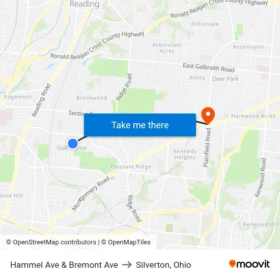 Hammel Ave & Bremont Ave to Silverton, Ohio map