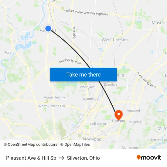Pleasant Ave & Hill Sb to Silverton, Ohio map