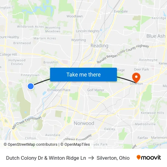Dutch Colony Dr & Winton Ridge Ln to Silverton, Ohio map