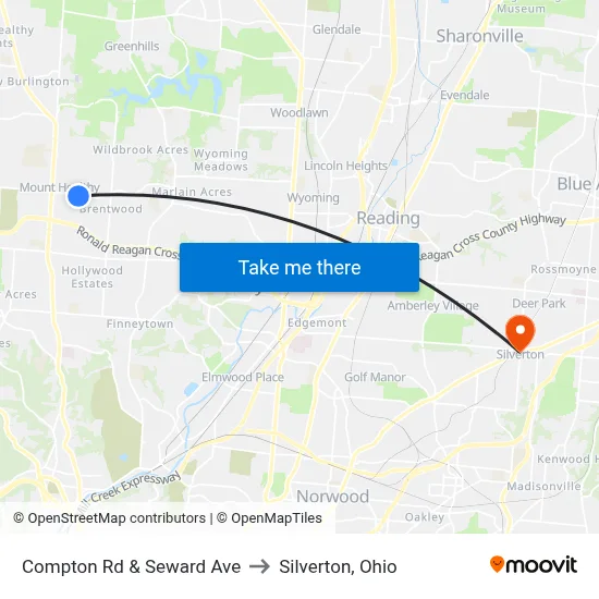 Compton Rd & Seward Ave to Silverton, Ohio map