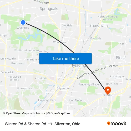 Winton Rd & Sharon Rd to Silverton, Ohio map