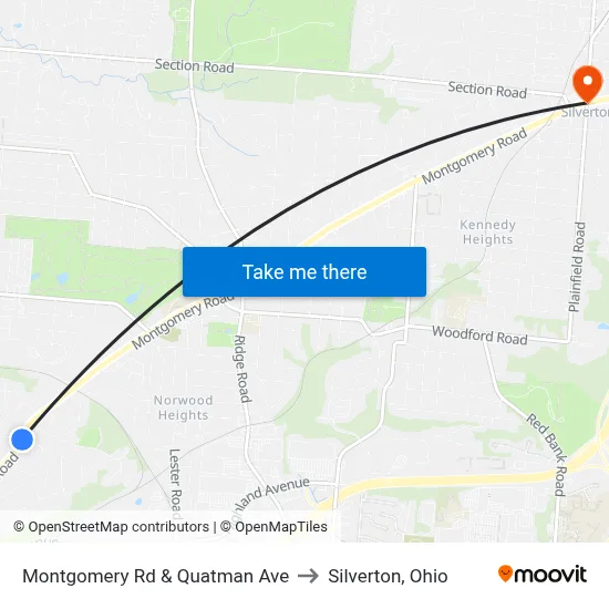 Montgomery Rd & Quatman Ave to Silverton, Ohio map
