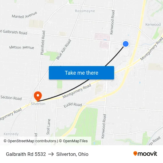 Galbraith Rd 5532 to Silverton, Ohio map