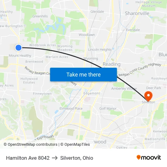 Hamilton Ave 8042 to Silverton, Ohio map