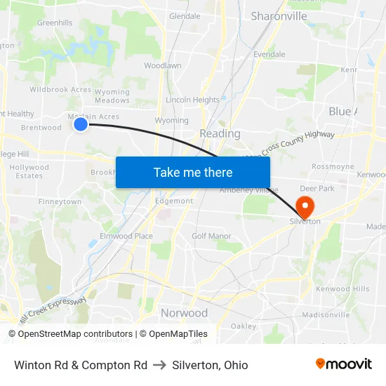 Winton Rd & Compton Rd to Silverton, Ohio map