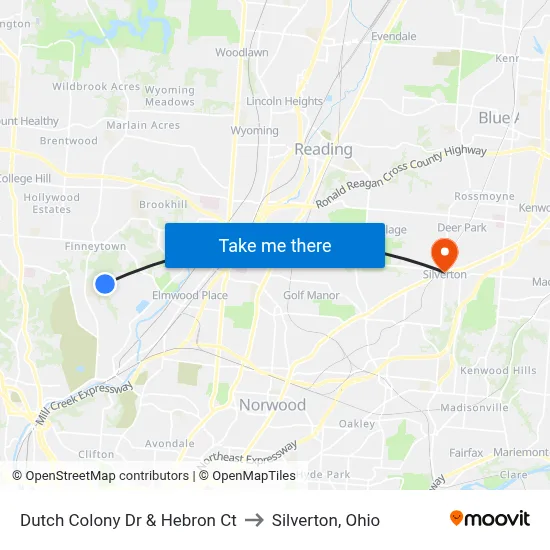 Dutch Colony Dr & Hebron Ct to Silverton, Ohio map