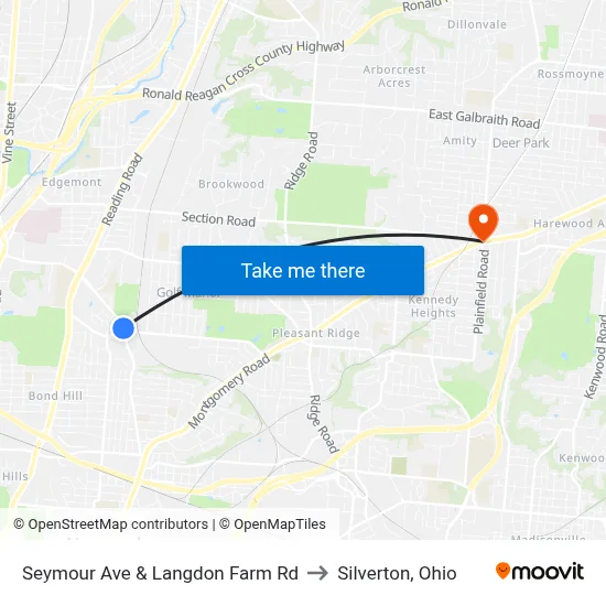 Seymour Ave & Langdon Farm Rd to Silverton, Ohio map