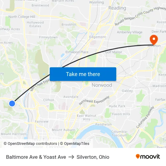 Baltimore Ave & Yoast Ave to Silverton, Ohio map