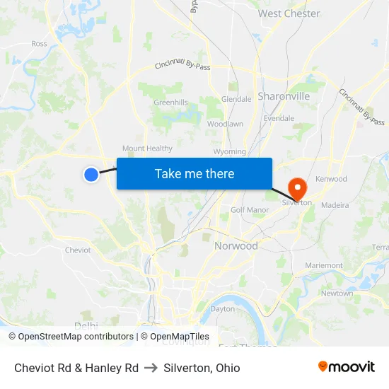 Cheviot Rd & Hanley Rd to Silverton, Ohio map