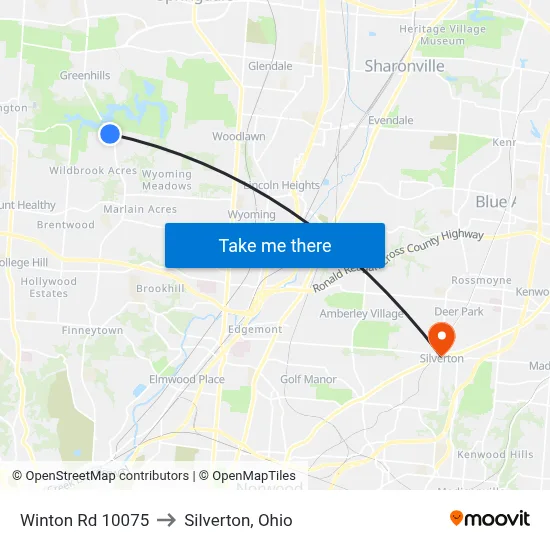 Winton Rd 10075 to Silverton, Ohio map