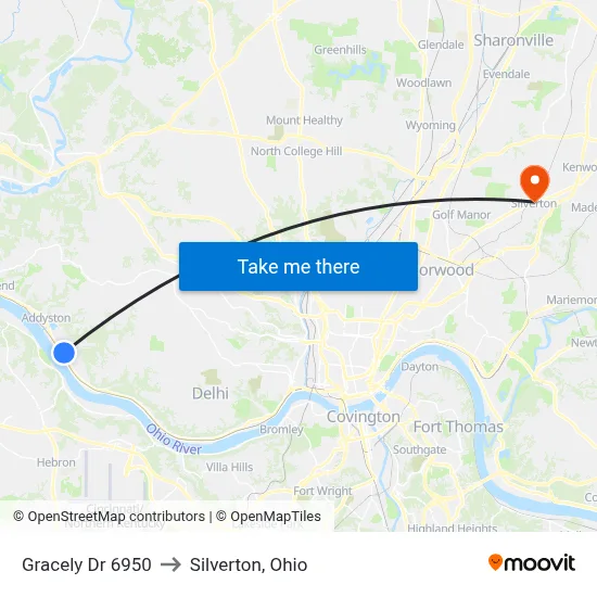 Gracely Dr 6950 to Silverton, Ohio map