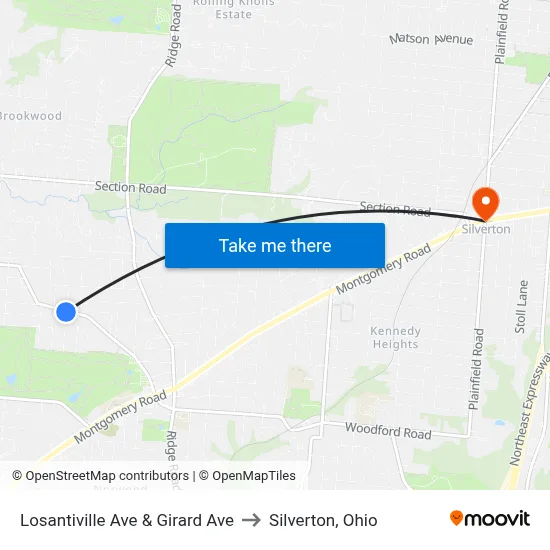 Losantiville Ave & Girard Ave to Silverton, Ohio map