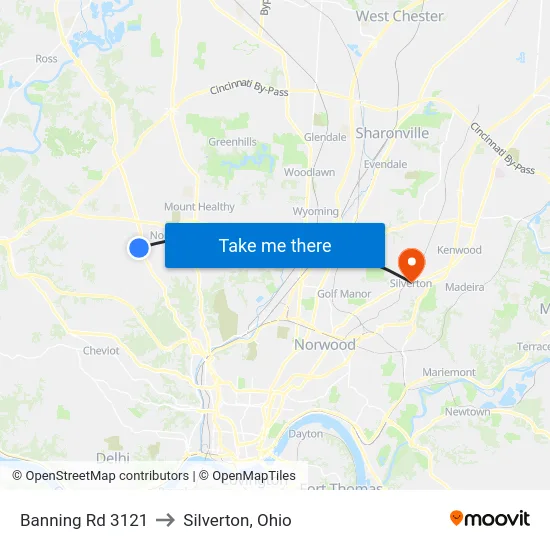 Banning Rd 3121 to Silverton, Ohio map