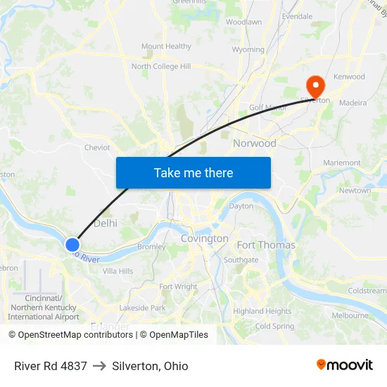 River Rd 4837 to Silverton, Ohio map
