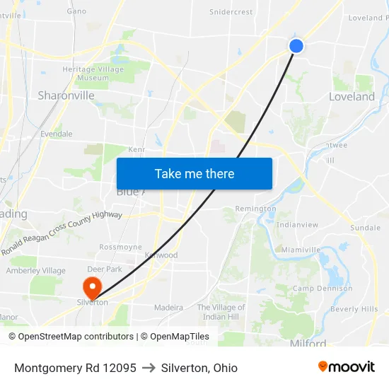 Montgomery Rd 12095 to Silverton, Ohio map