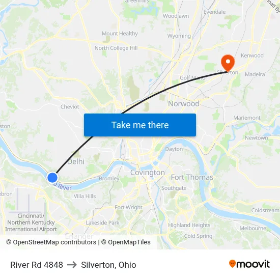 River Rd 4848 to Silverton, Ohio map