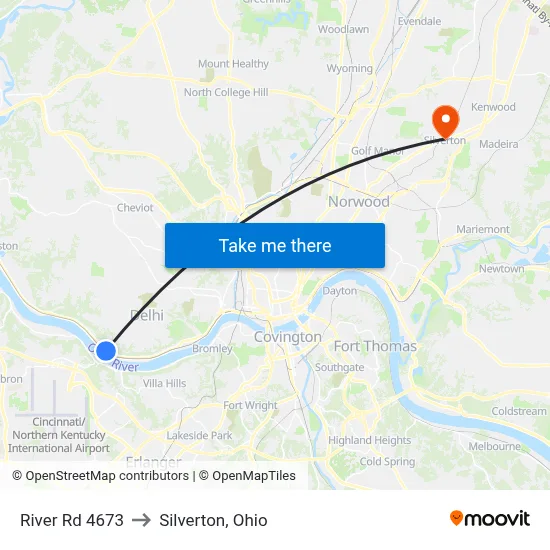 River Rd 4673 to Silverton, Ohio map