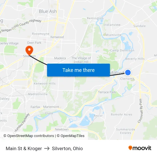 Main St & Kroger to Silverton, Ohio map