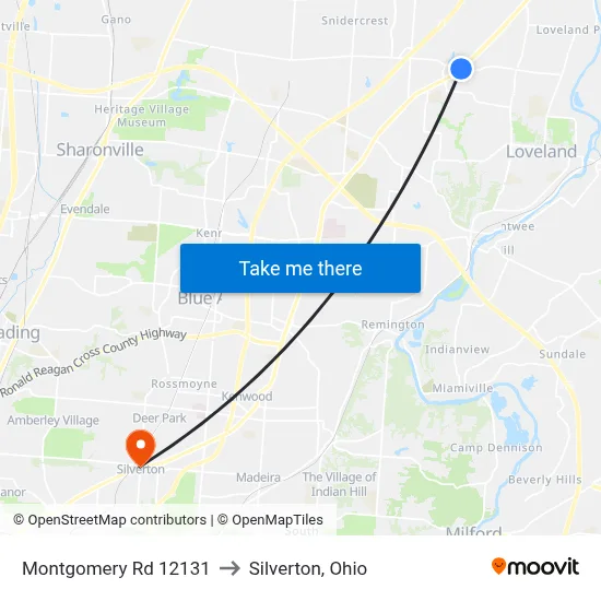 Montgomery Rd 12131 to Silverton, Ohio map