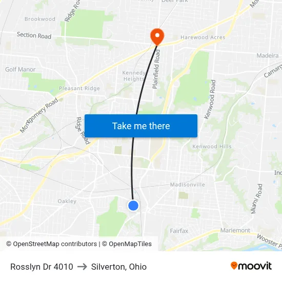 Rosslyn Dr 4010 to Silverton, Ohio map