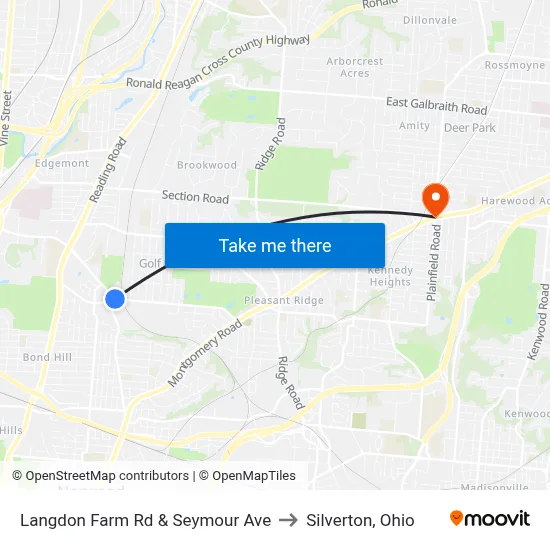 Langdon Farm Rd & Seymour Ave to Silverton, Ohio map