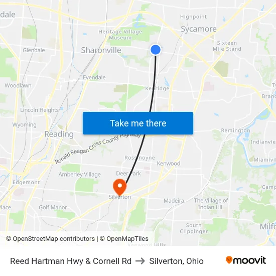 Reed Hartman Hwy & Cornell Rd to Silverton, Ohio map