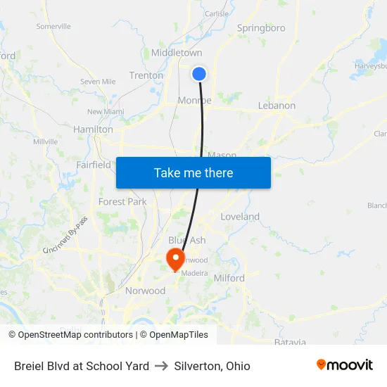 Breiel Blvd at School Yard to Silverton, Ohio map