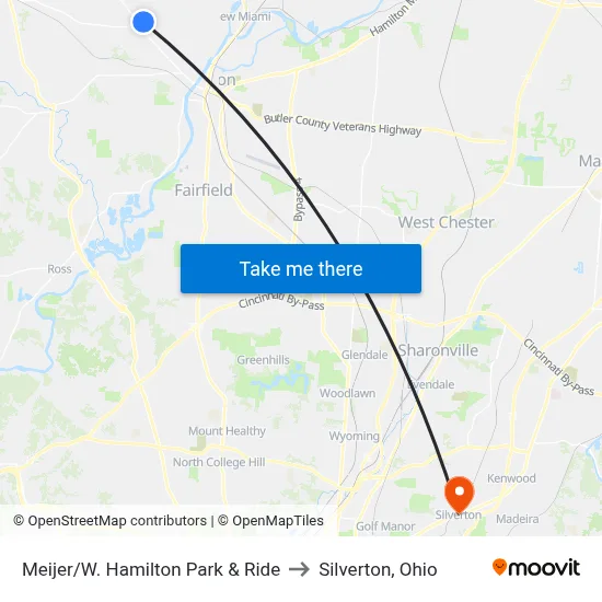 Meijer/W. Hamilton Park & Ride to Silverton, Ohio map